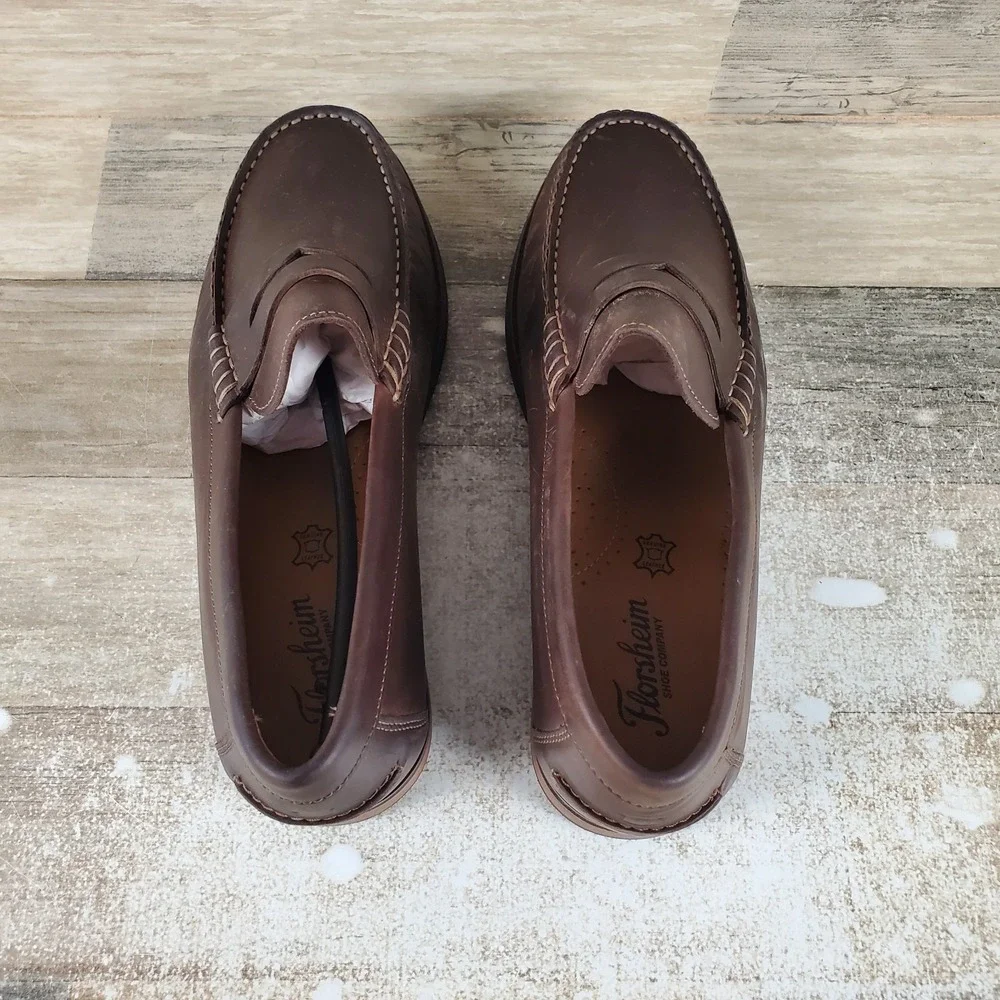 Florsheim Berkley Flex Mens Penny Loafers Sz 7.5 3E Brown Slip On Round Toe‎